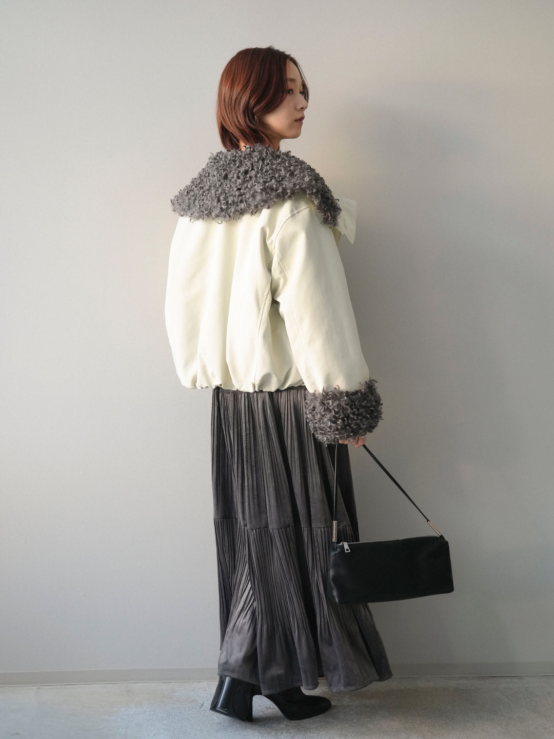 [SET]プードルファーダウンジャケット+ベロアティアードワッシャースカート(2set)