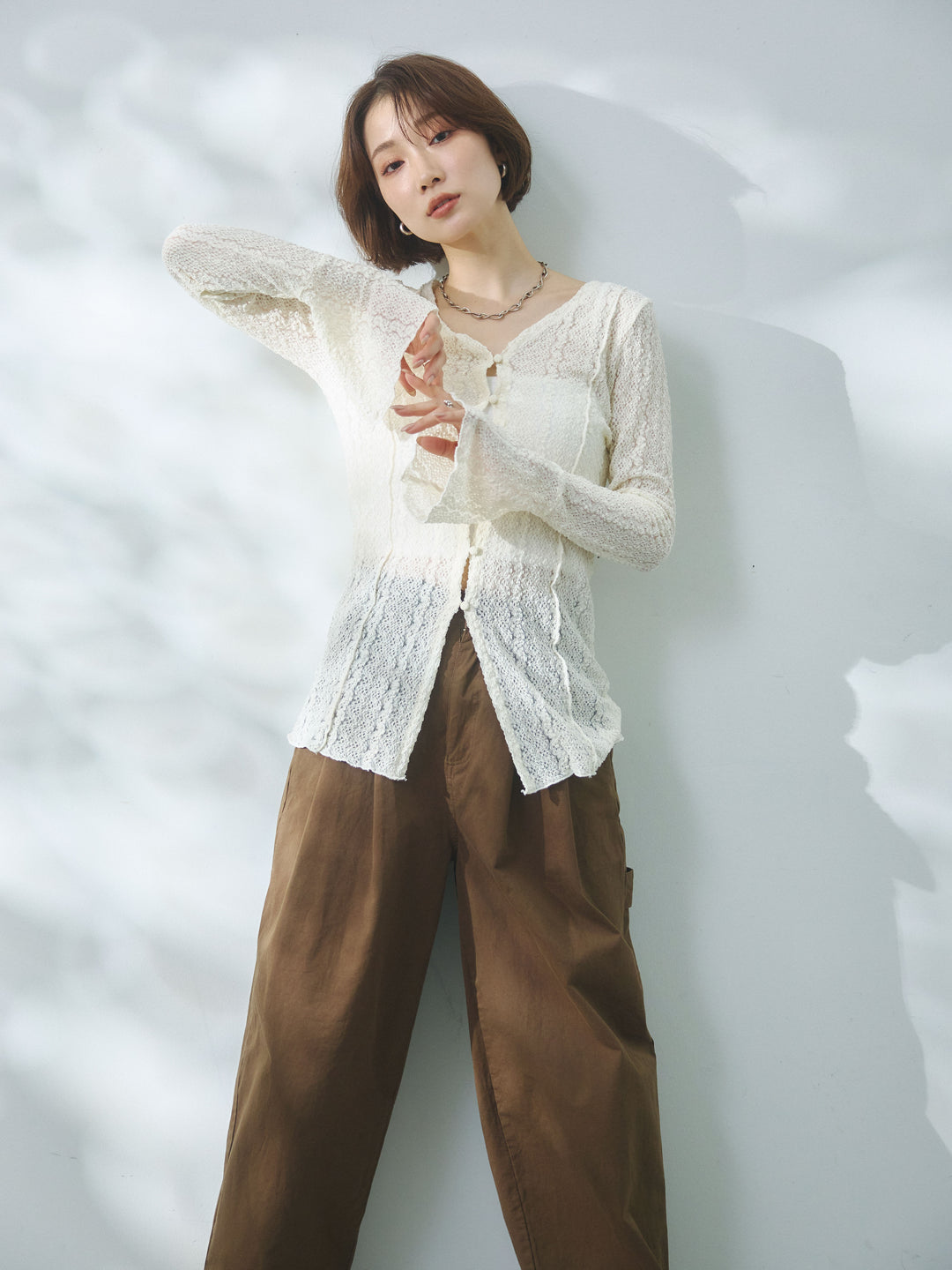 【Allure】[SET]ストレッチレースカーディガン+ストレッチレースカーディガン(2set)