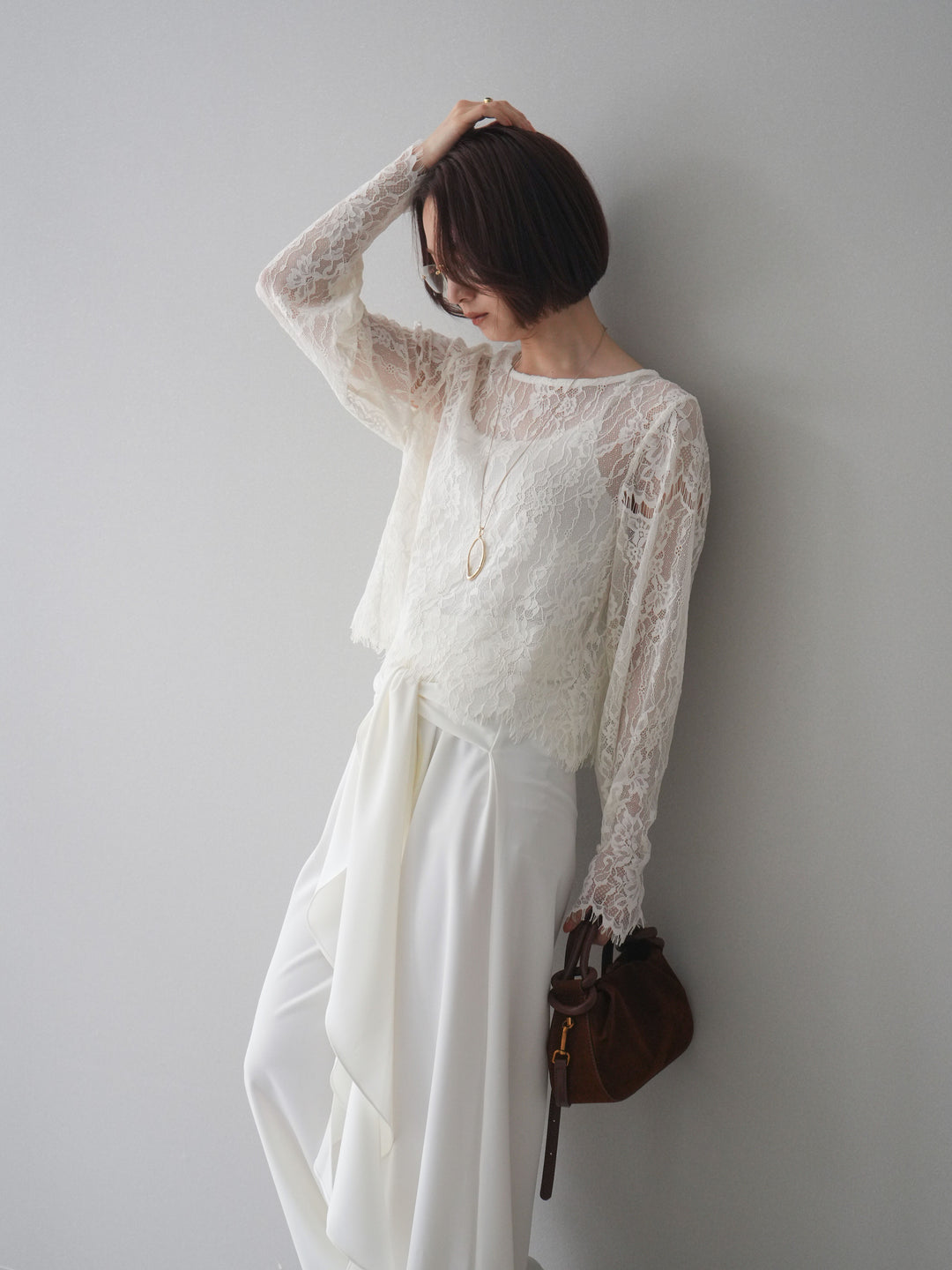 [予約]2WAYスリーブレーストップス/ivory