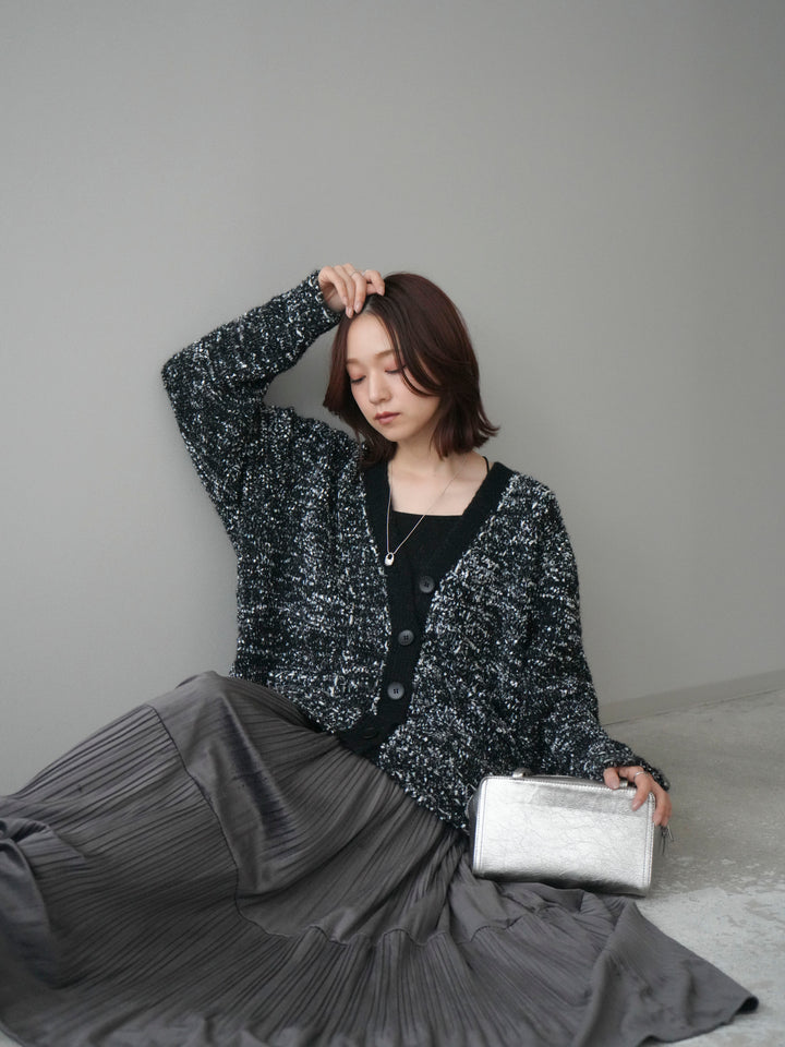 [予約]モールネップニットカーディガン/black