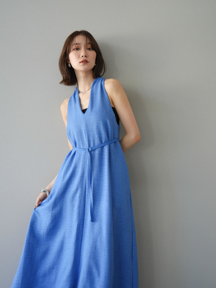 【預購】環形設計不均勻染色洋裝/藍色