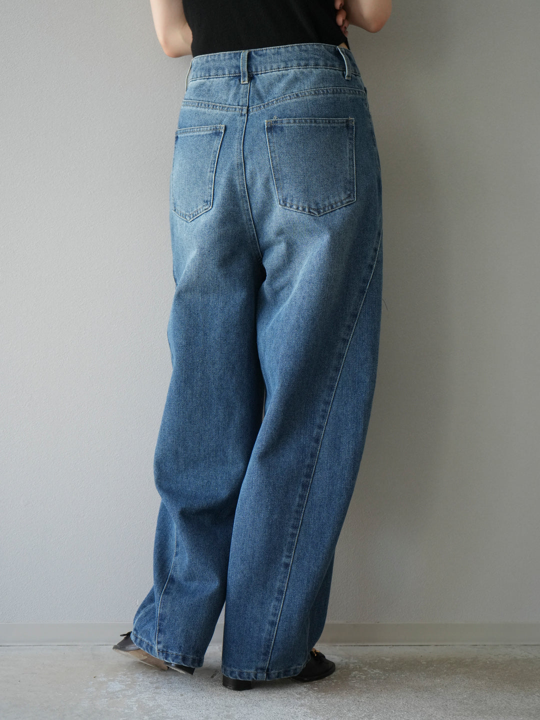 [予約]切替デザインカーブデニム/ブルー