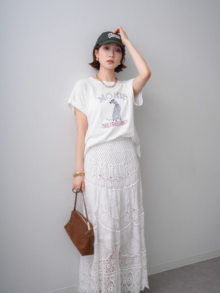 [予約]ドッグエンブロイダリーTEE/white