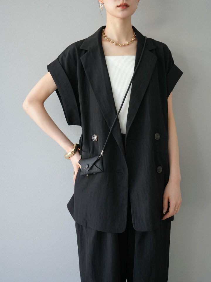[SET]リネンライクノースリーブダブルジレ+選べるアクセセット(2set)