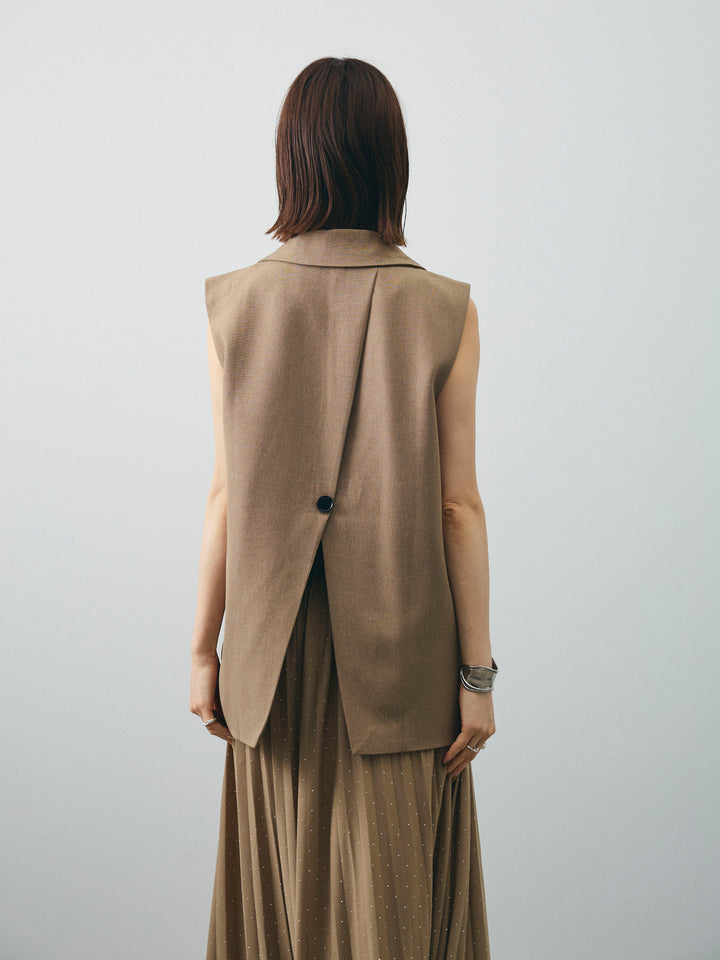 [予約]ステッチデザインベスト/ベージュ