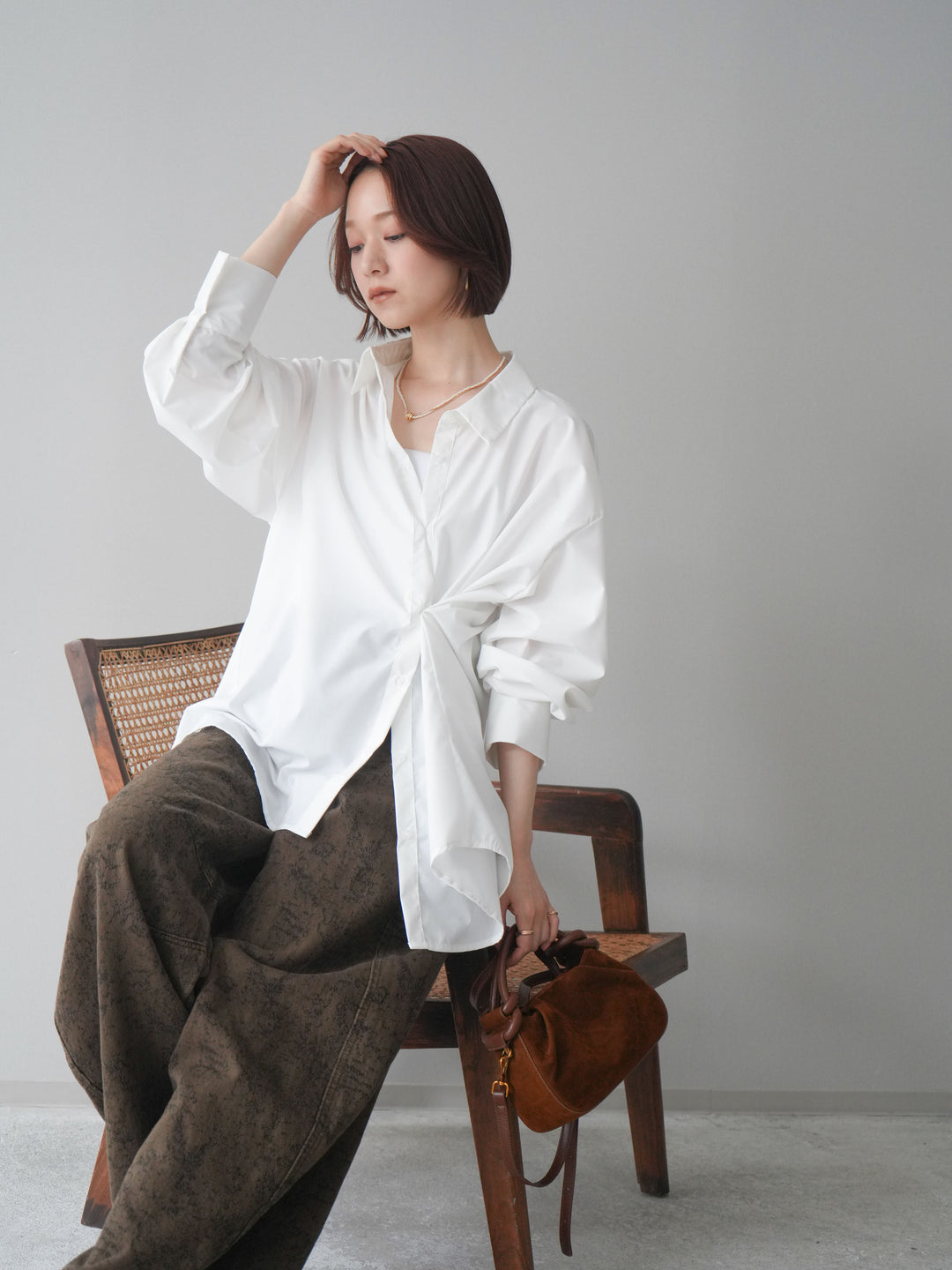 [予約]2wayベーシックルーズシャツ/white