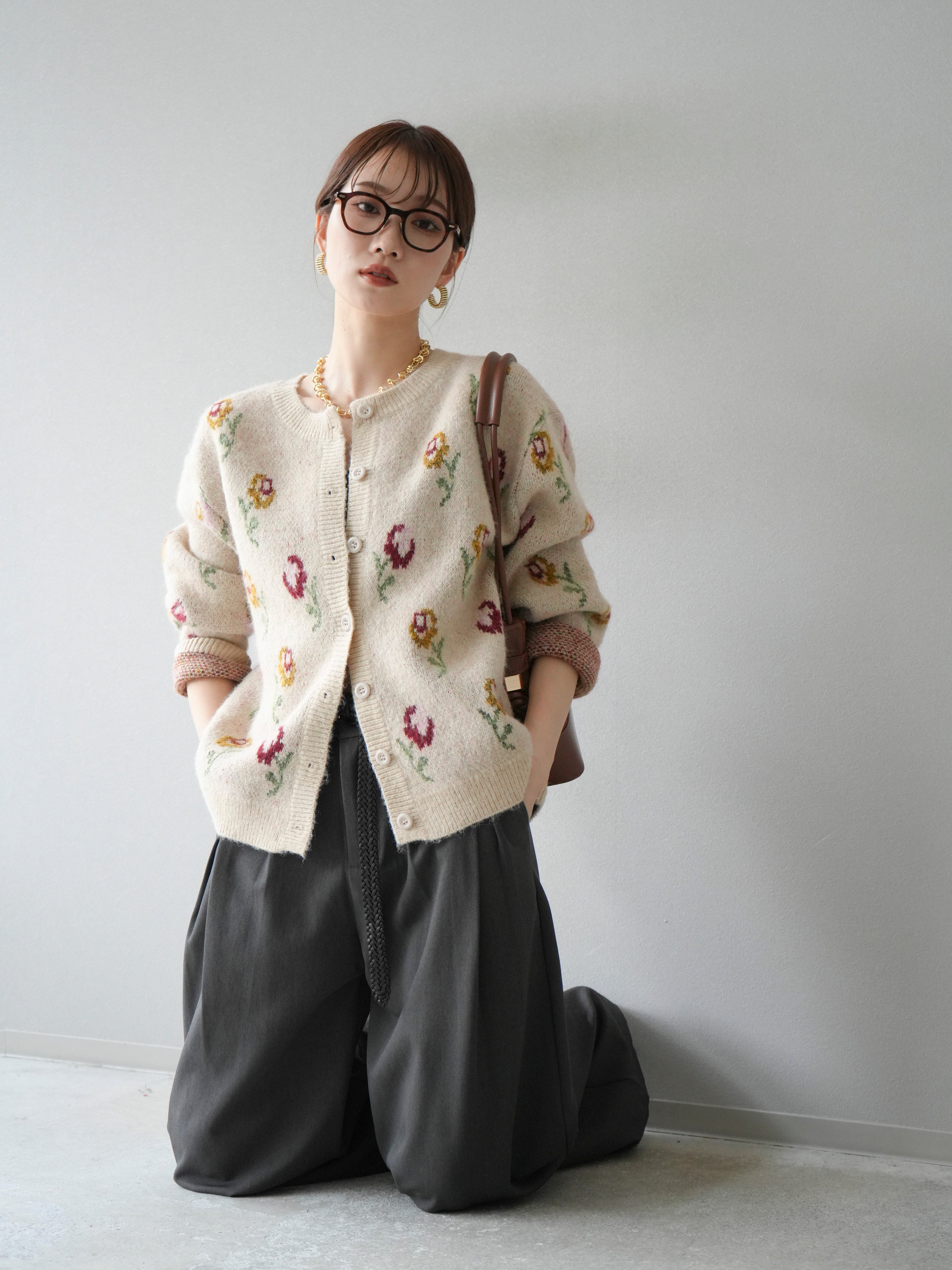 POCHER  フラワー　ニット　カーディガン Remember.（リメンバー）の「flower knit cardigan / フラワーニット