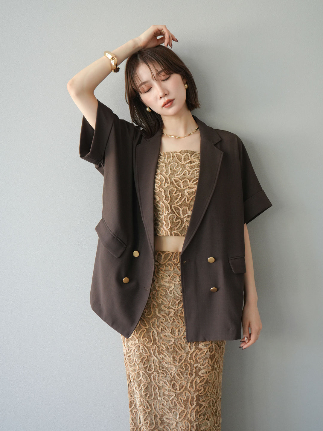 [予約]パイピングフラワーシアーベロアキャミソール/ベージュ