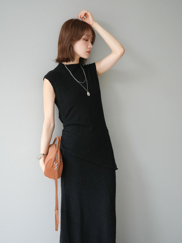 [套裝] 珠地佈針織無袖上衣 + 珠地佈針織I字裙 (2套)