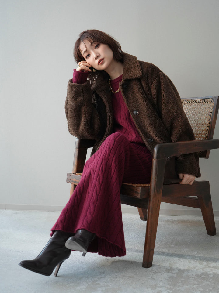 [予約]エコファーステンカラージャケット/brown