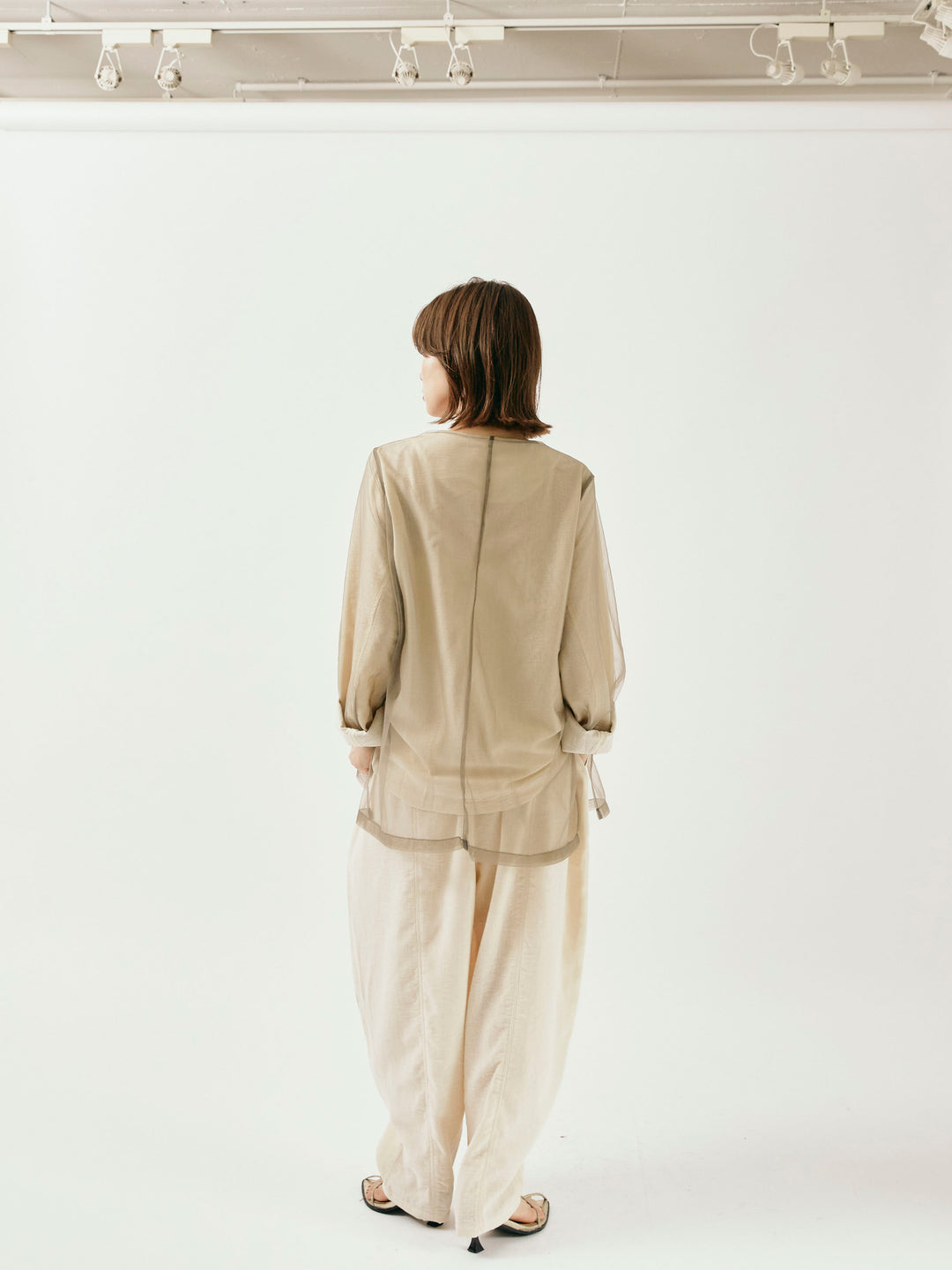 [予約]リネンライクベイカーバルーンパンツ/アイボリー