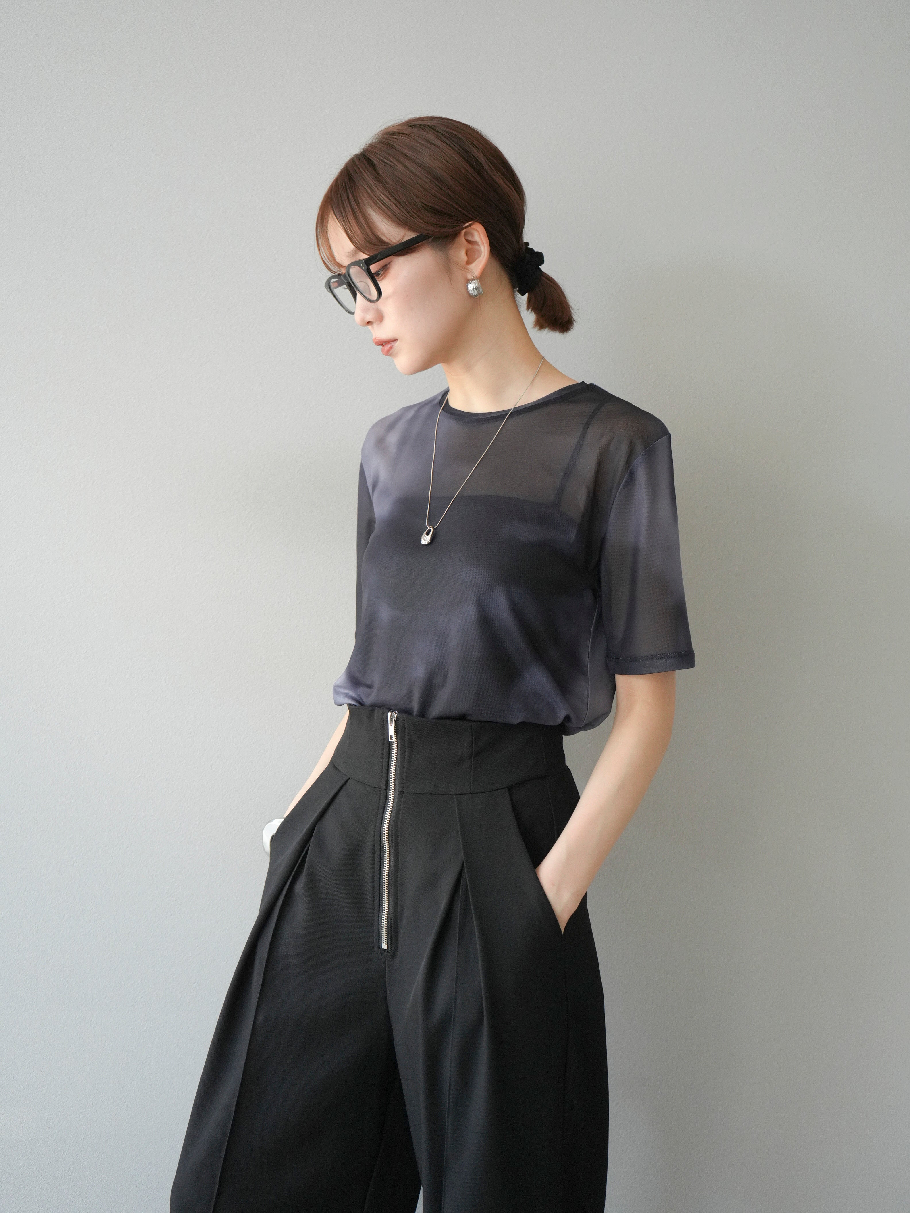 予約]タイダイ柄シアーハーフトップス/モノトーン – Lumier