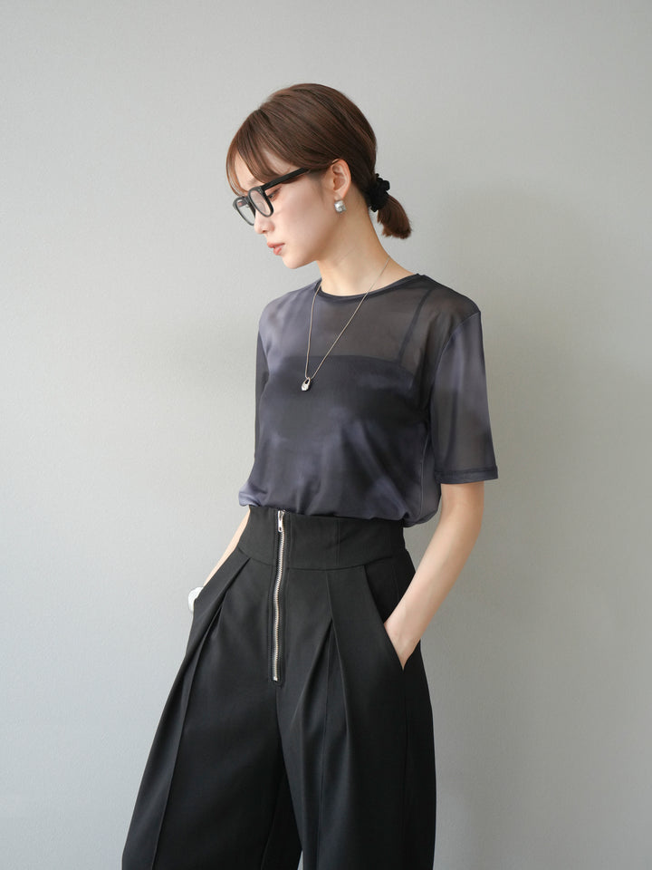 [予約]タイダイ柄シアーハーフトップス/モノトーン