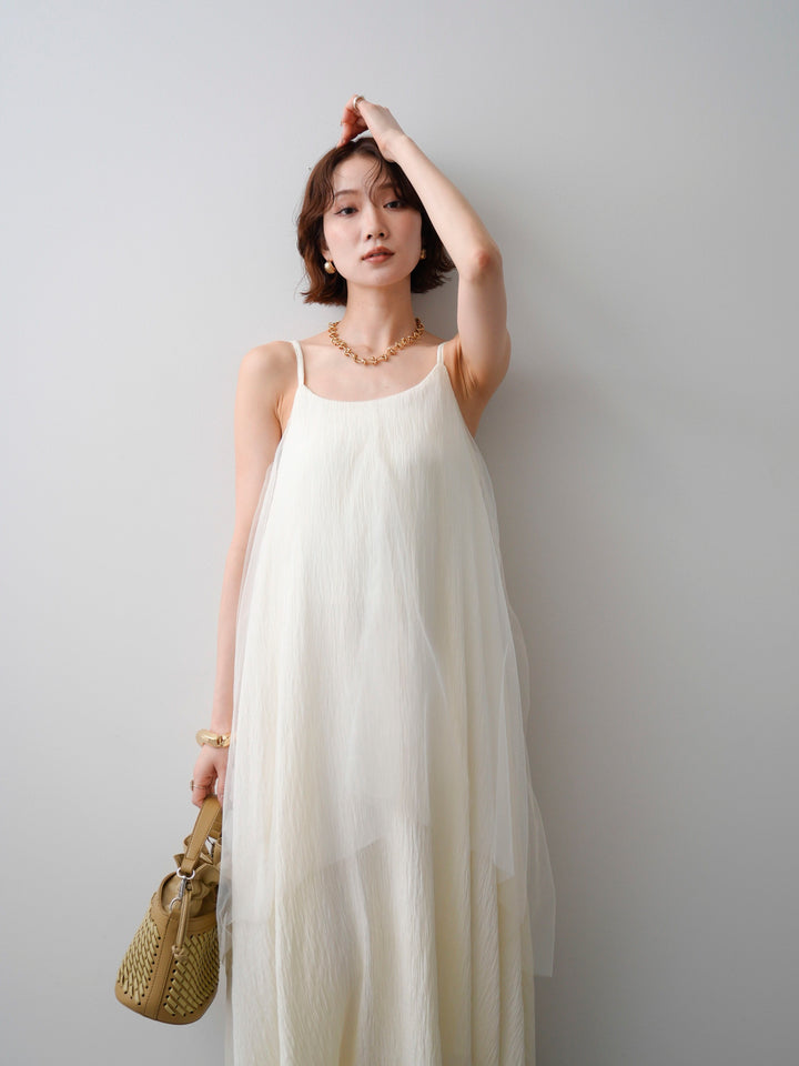 [予約]アシメチュールレイヤードキャミワンピース/ivory