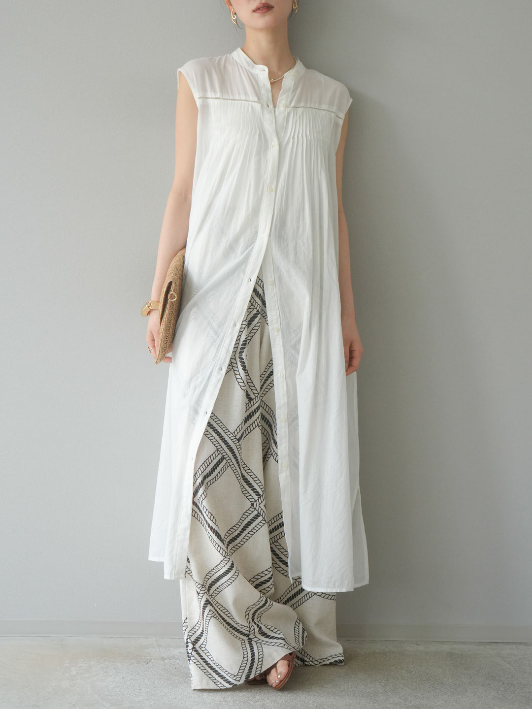 [予約]インド製コットンボイルワンピース/オフ