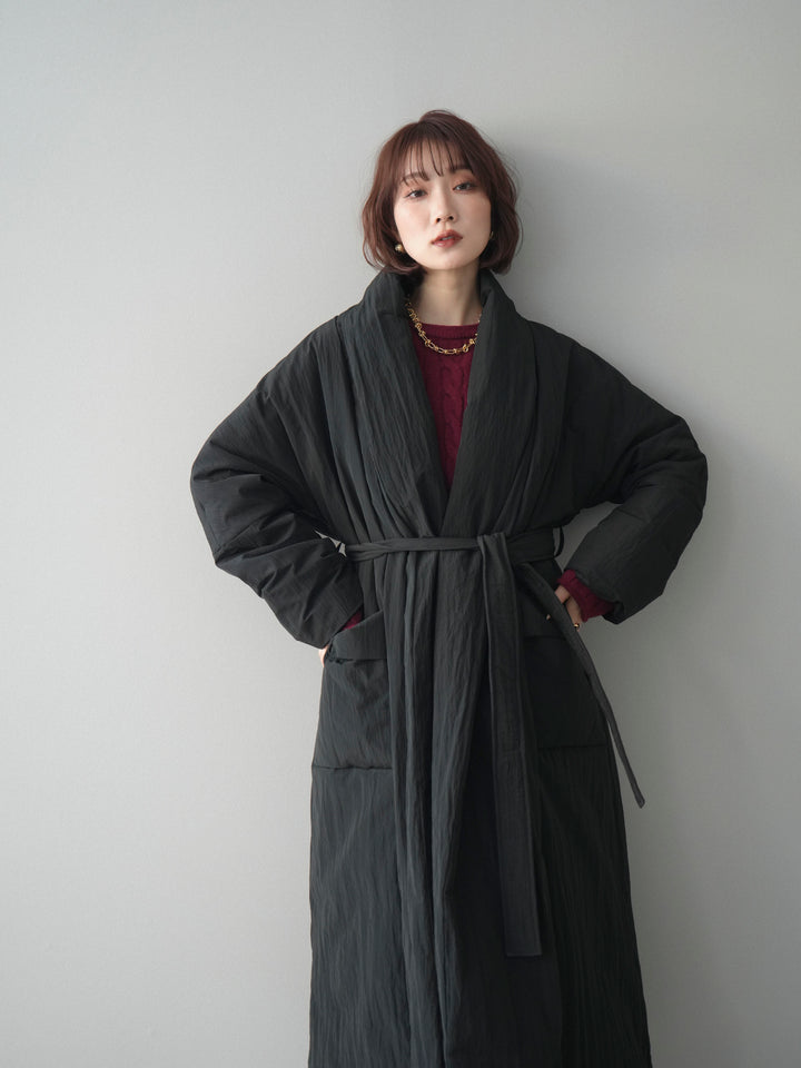 [SET]ストール付ケーブルニットプルオーバー&ロングスカートSET UP+ロングダウンコート(2set)