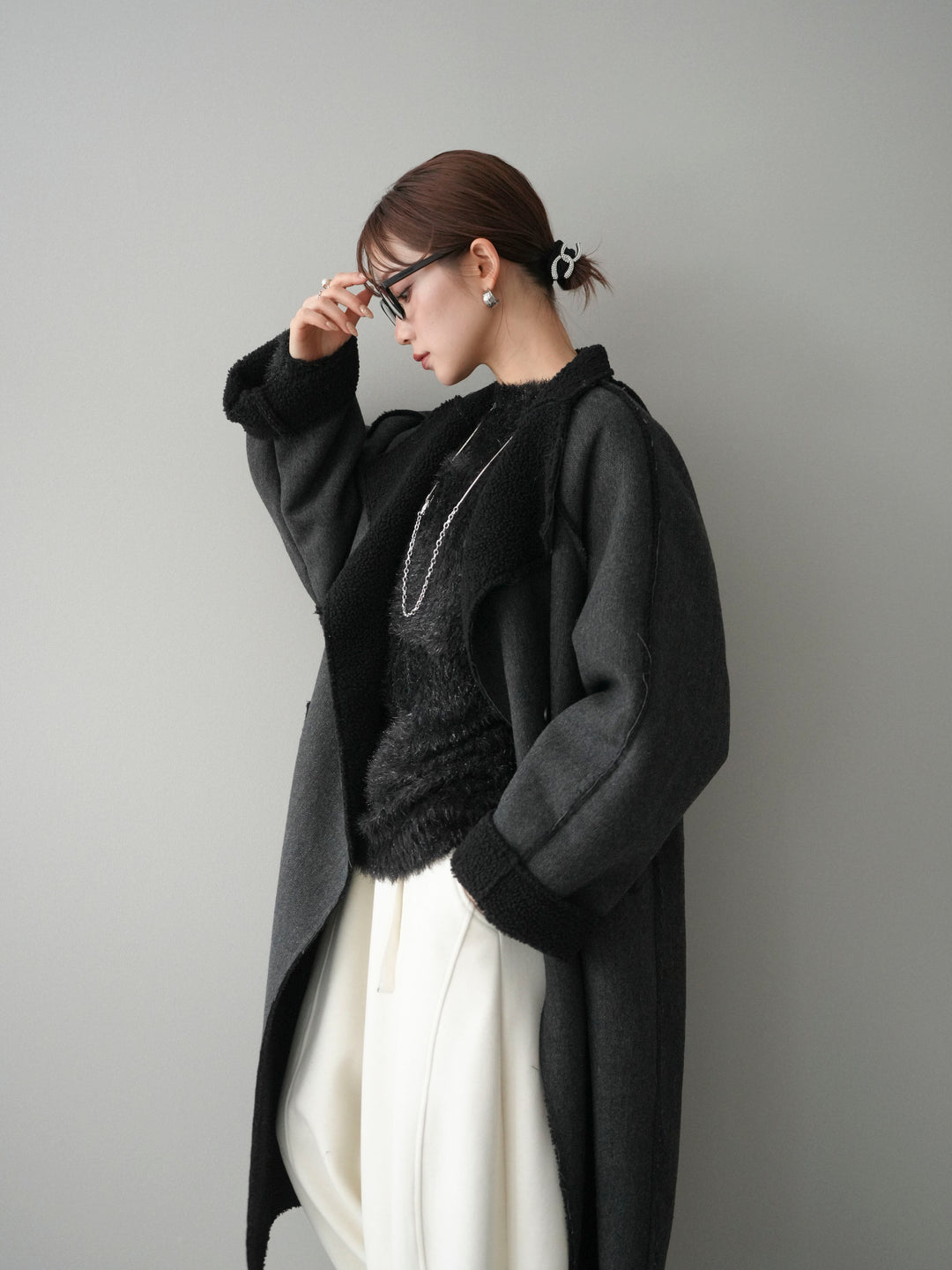 [予約]アウトシーム裏ボアコート/black