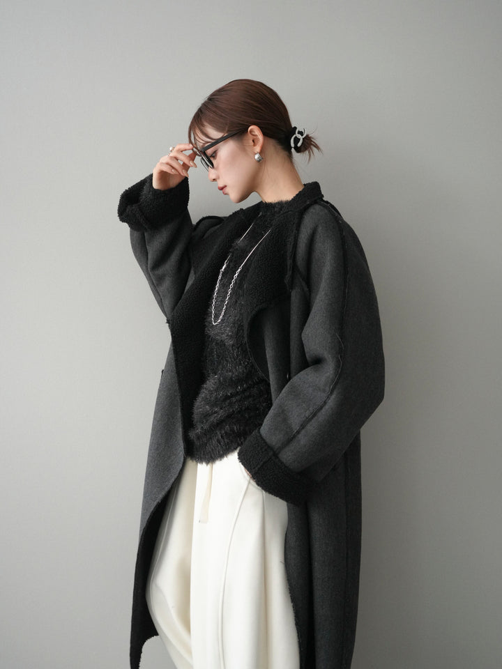 [予約]アウトシーム裏ボアコート/black