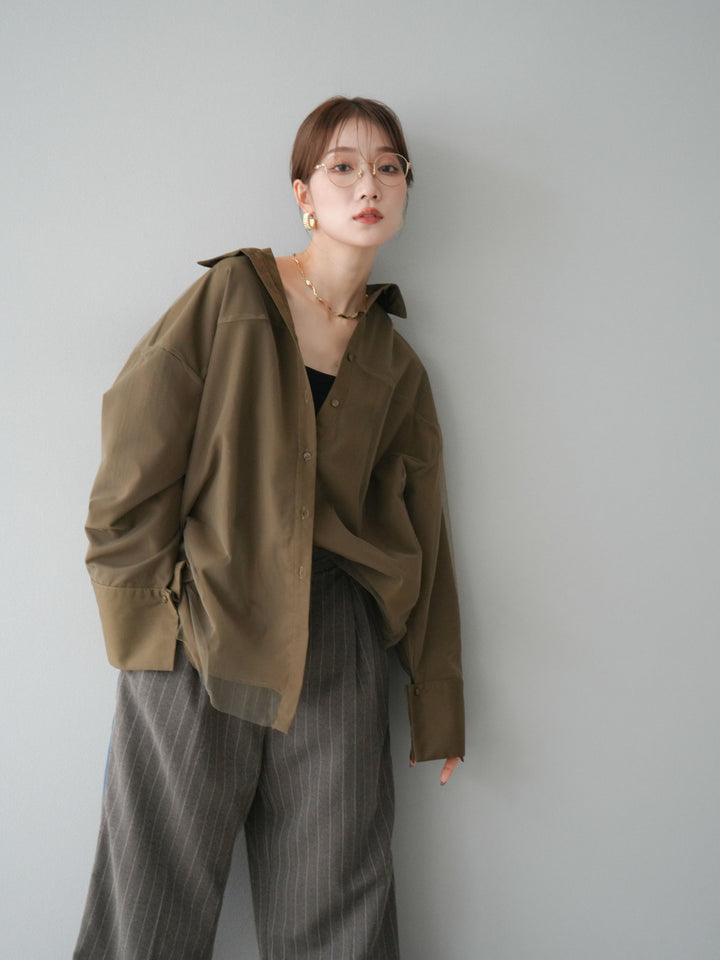 [予約]サイドラインストライプワイドパンツ/ブラウン