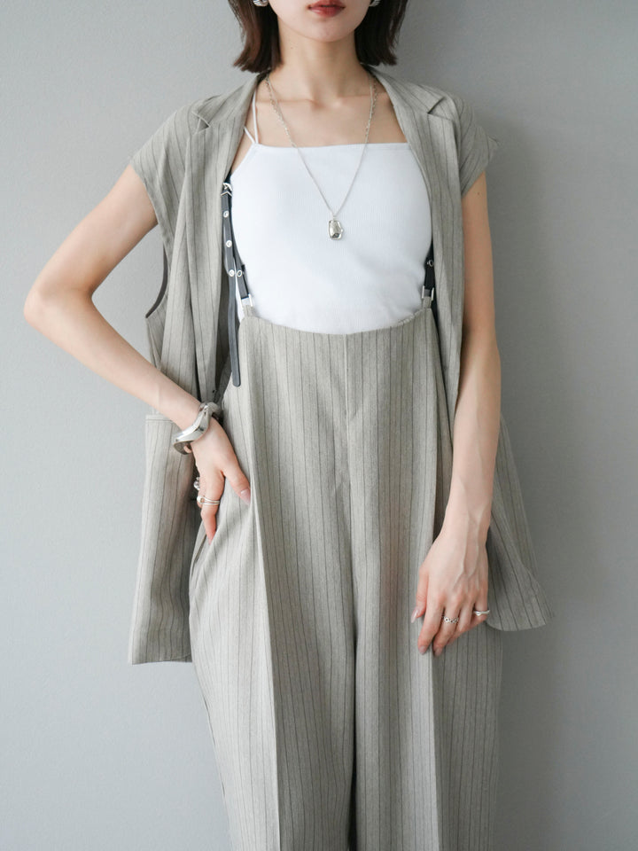 [予約]ヘリンボーンストライプジレ/グレージュ