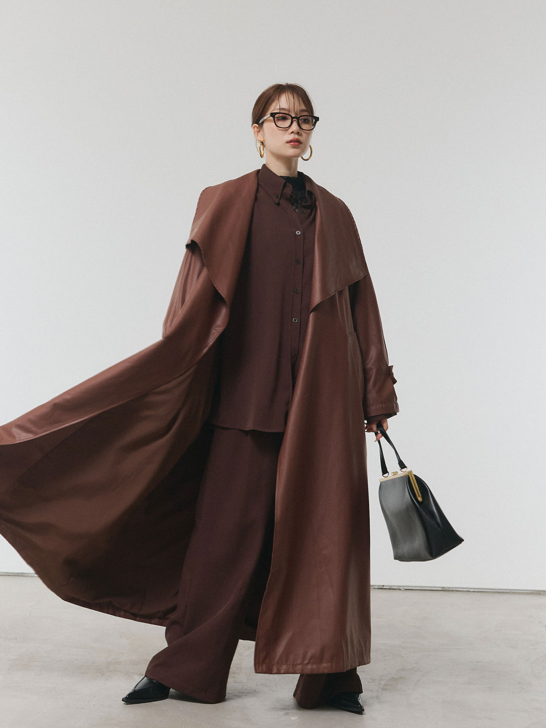 [予約]ボタンダウンオーバーシャツ/ブラウン