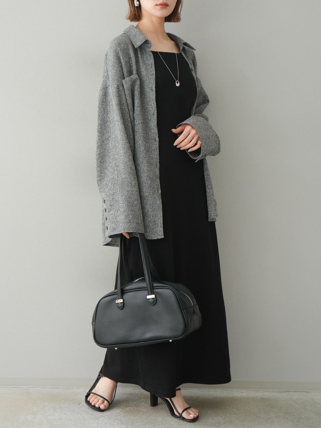 【預購】羅紋罩杯吊帶洋裝/黑色