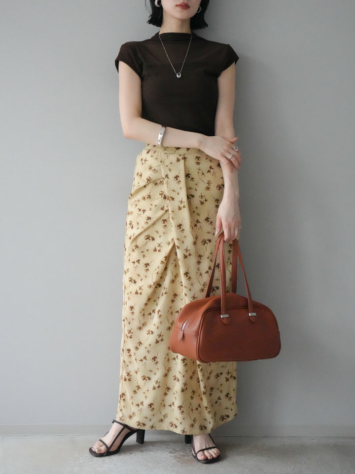 [予約]フラワーモチーフタックIラインスカート/ベージュ