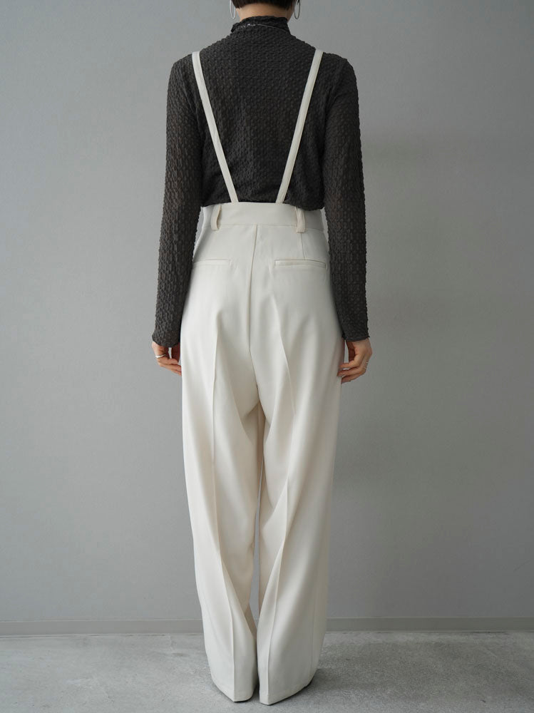 [Pre-order] Suspender 2-way design belt wide pants/ivory