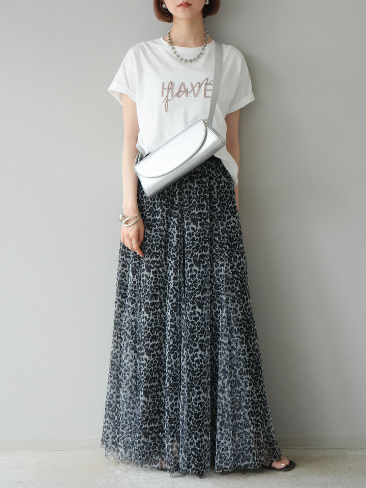 [予約]デザインロゴ刺繍Tシャツ/オフホワイト