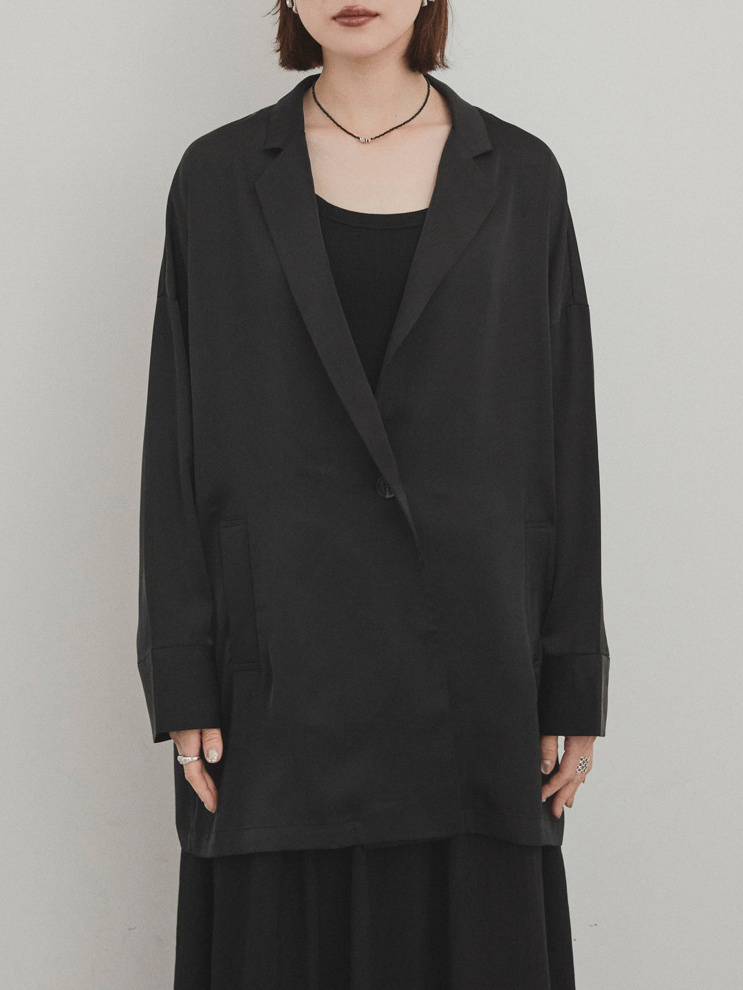 [預購] 霧面緞面夾克/黑色