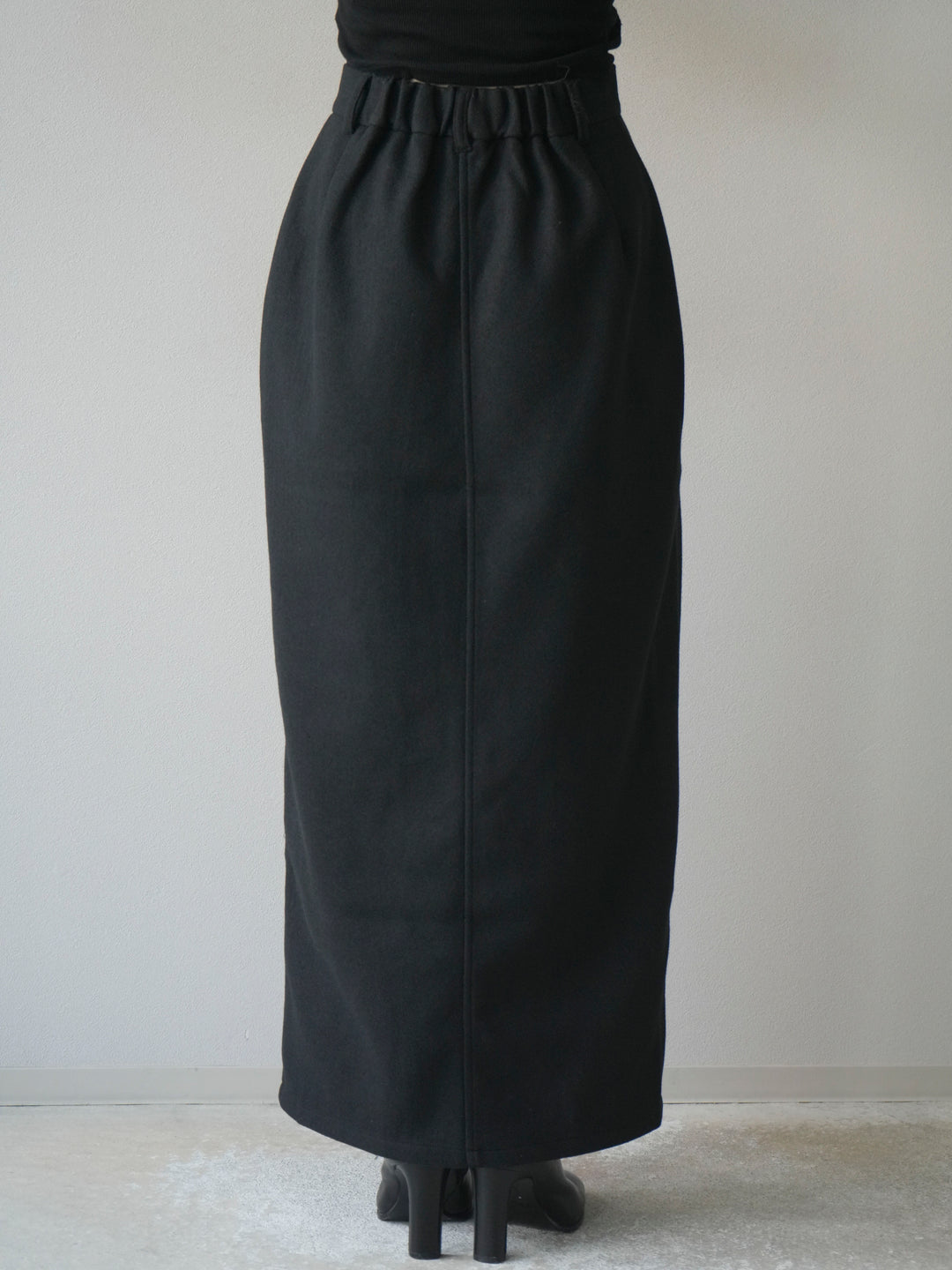 [予約]ウールタッチフロントスリットタイトスカート/black