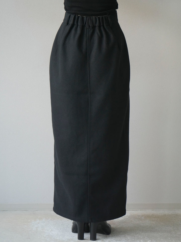 [予約]ウールタッチフロントスリットタイトスカート/black