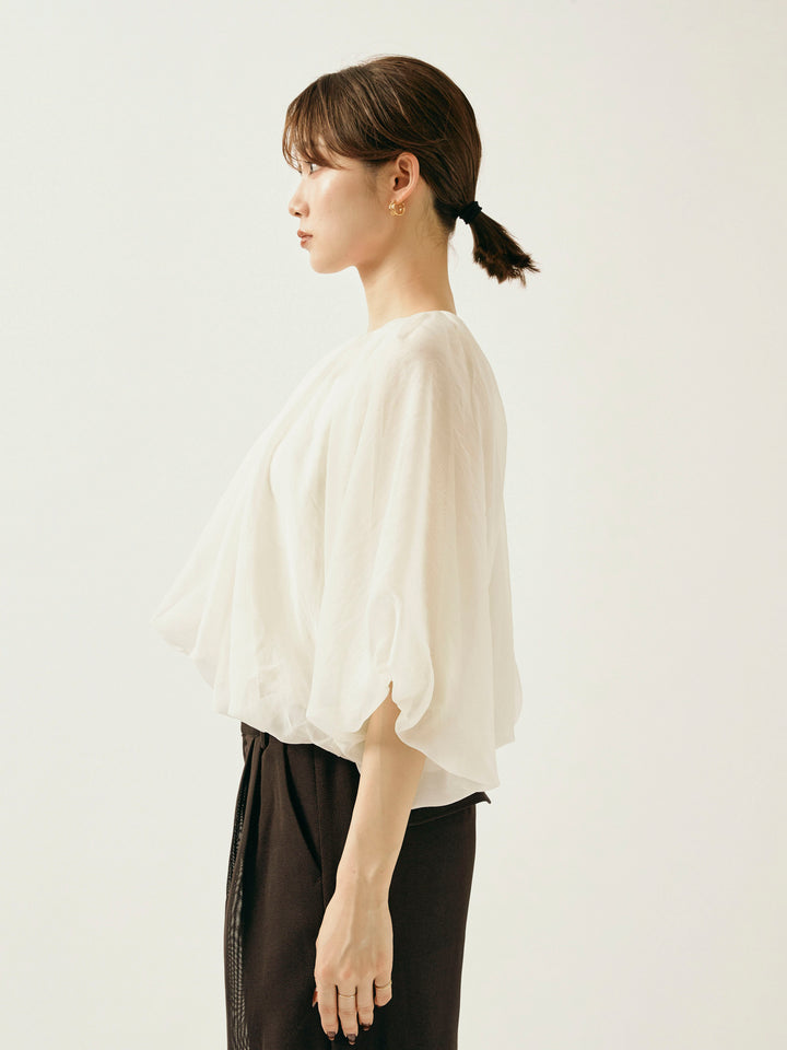[予約]オーガンジーバルーンショートブラウス/オフ