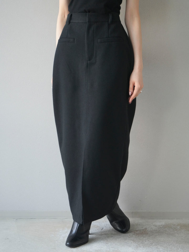 [予約]ウールタッチフロントスリットタイトスカート/black