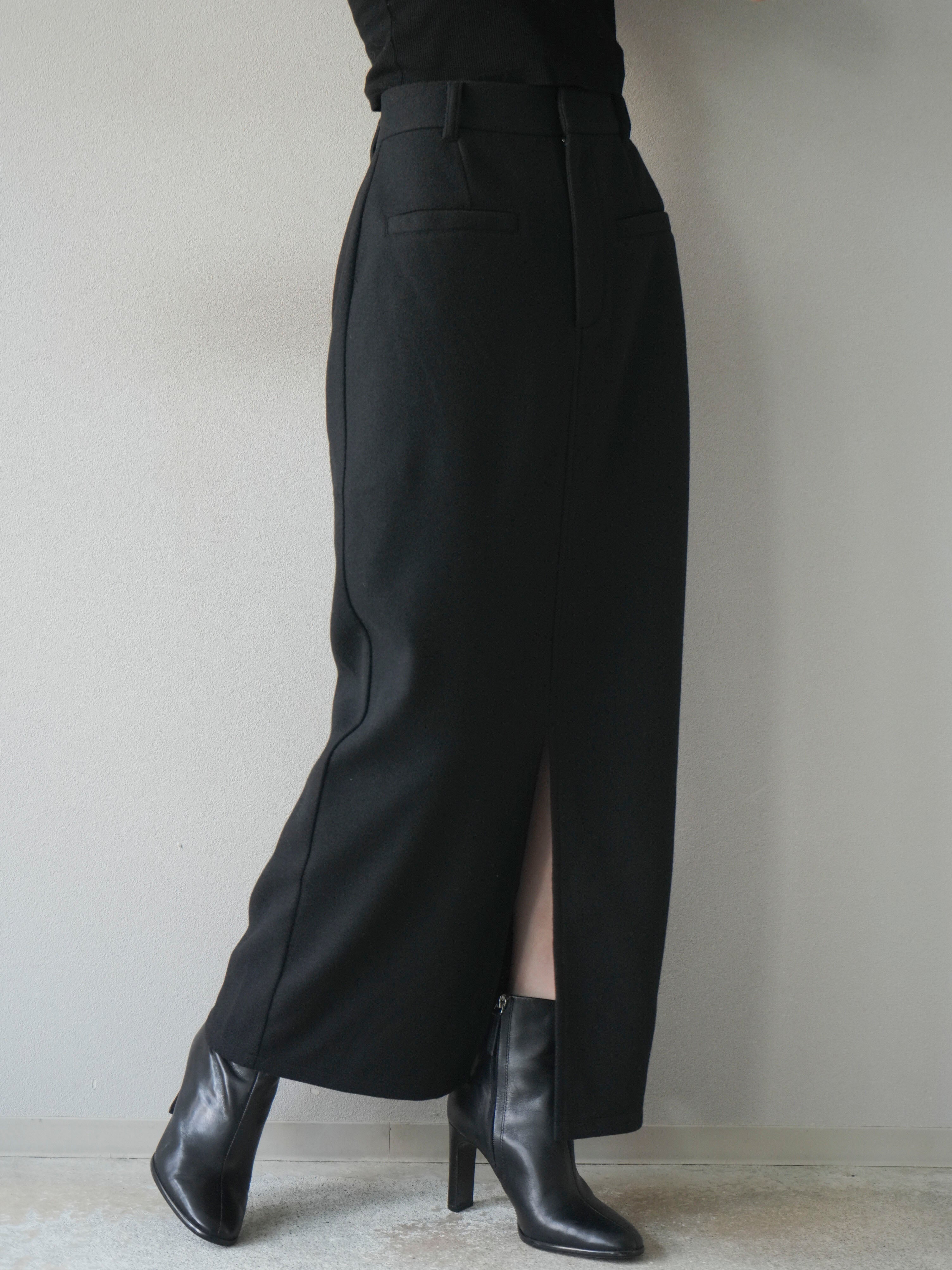 予約]ウールタッチフロントスリットタイトスカート/black – Lumier