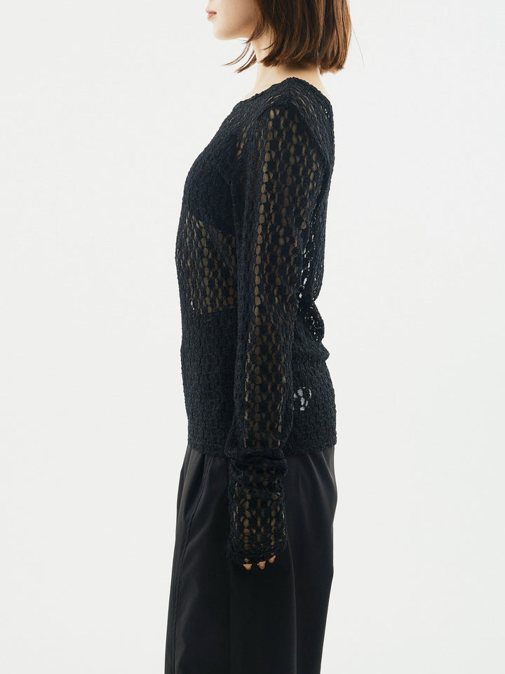 [予約]バックラウンドレーストップス/ブラック