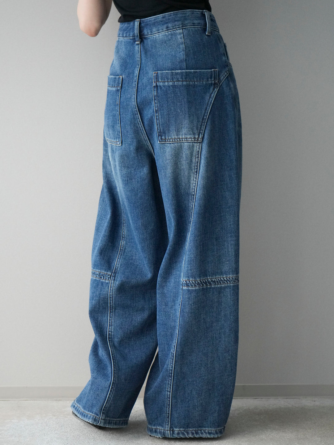 [予約]裏起毛加工デニムカーブパンツ/blue