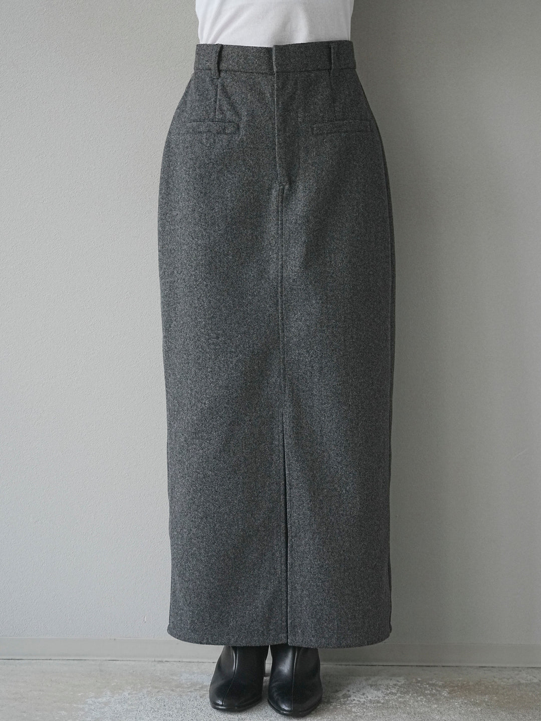 [予約]ウールタッチフロントスリットタイトスカート/gray