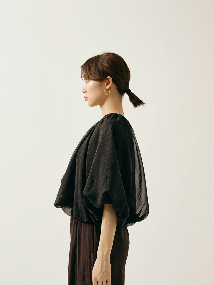 [予約]オーガンジーバルーンショートブラウス/ブラック