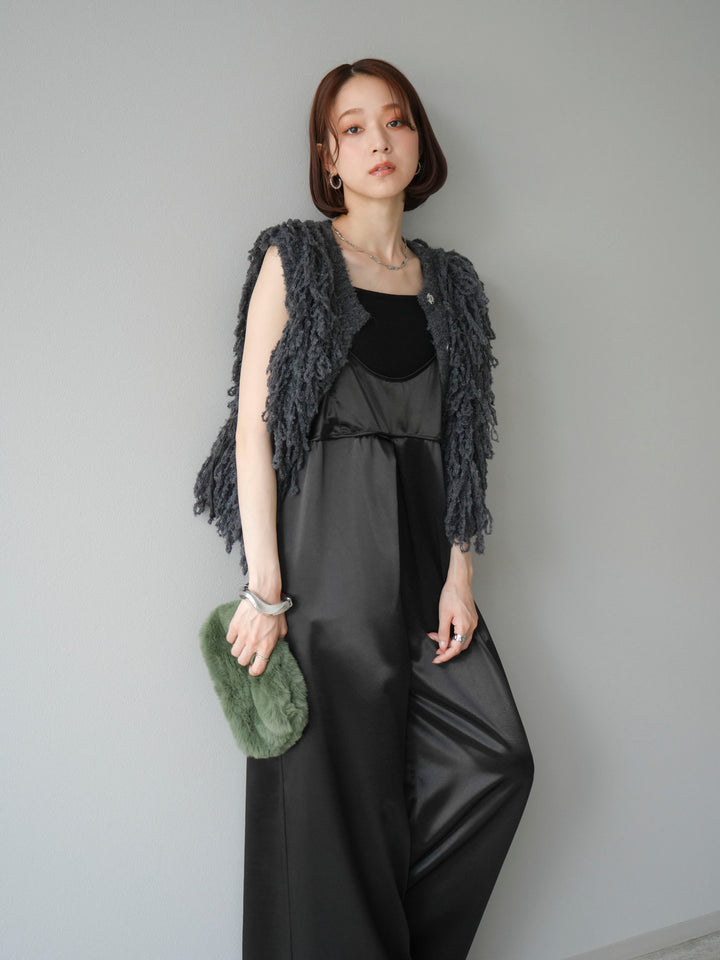 [予約]サテンビスチェオールインワン/ブラック