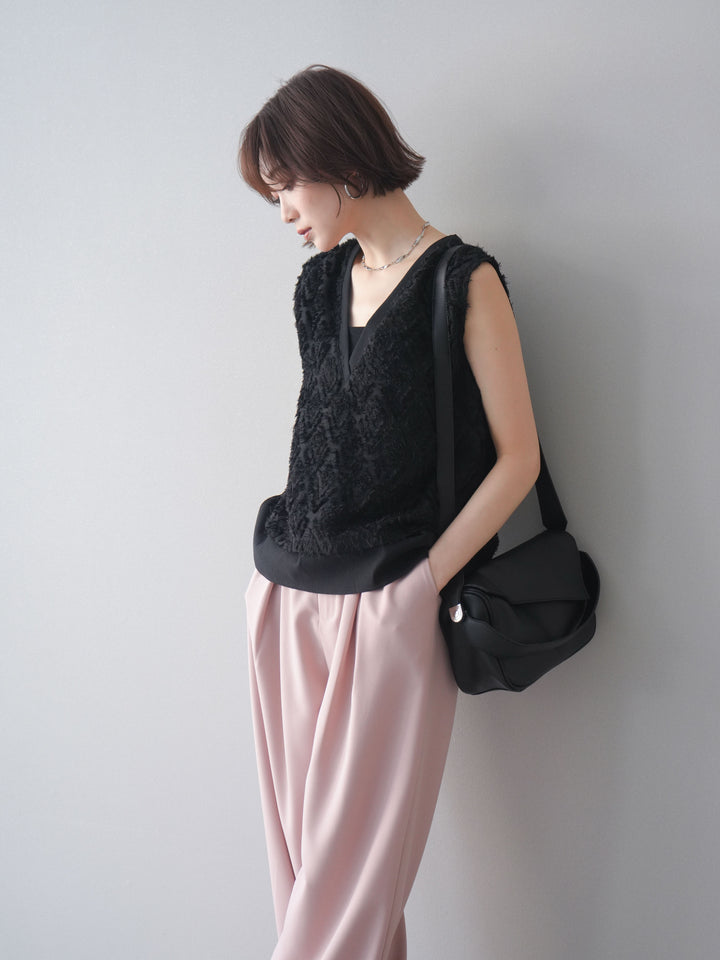 [SET]フリンジレイヤードVネックノースリーブ+選べるアクセセット(2set)