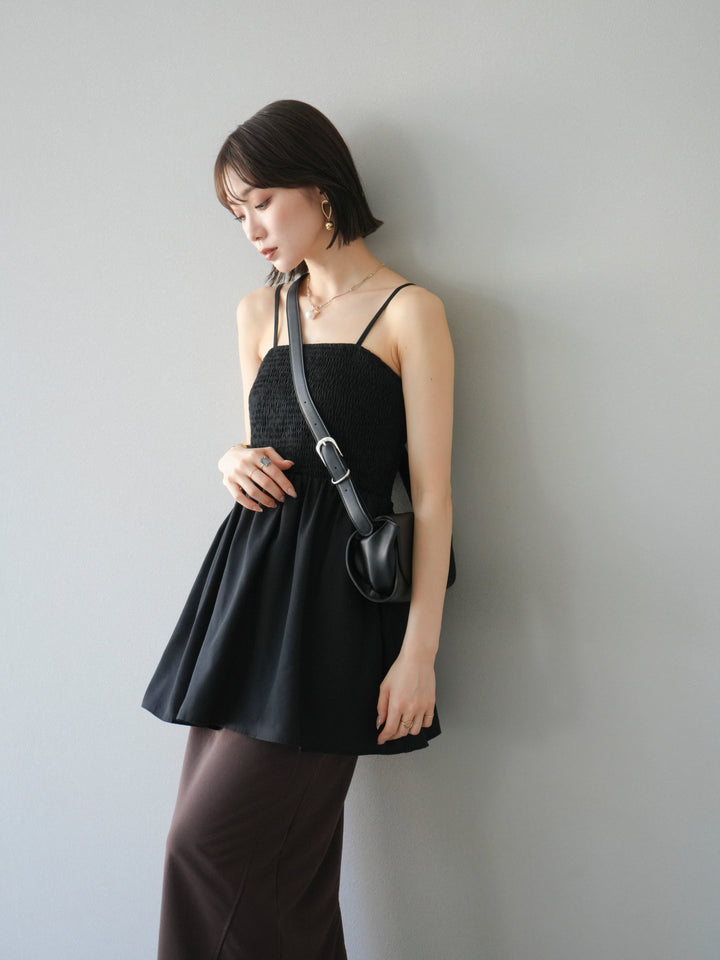 [予約]シャーリングフレアキャミプルオーバー/ブラック