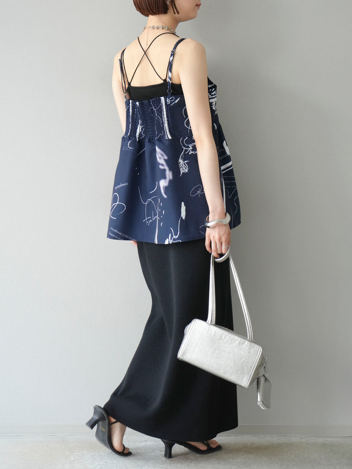 [予約]レーヨンポリIラインニットスカート/ブラック