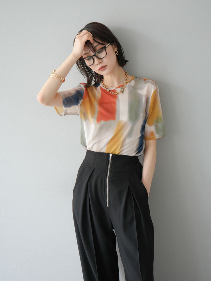 [予約]水彩アートシアーTシャツ/オフホワイト