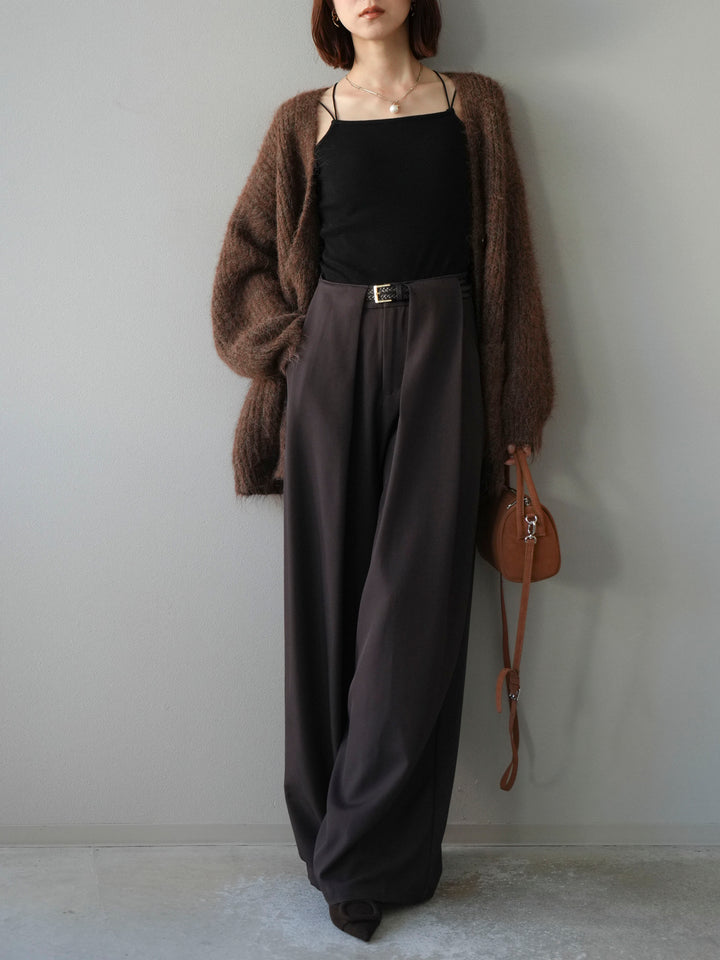 [予約]ウール混オーバーニットカーディガン/ブラウン