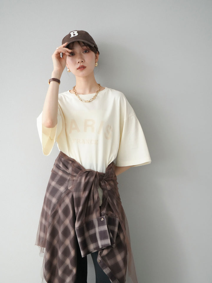 [予約]ピグメントロゴプリントTシャツ/アイボリー