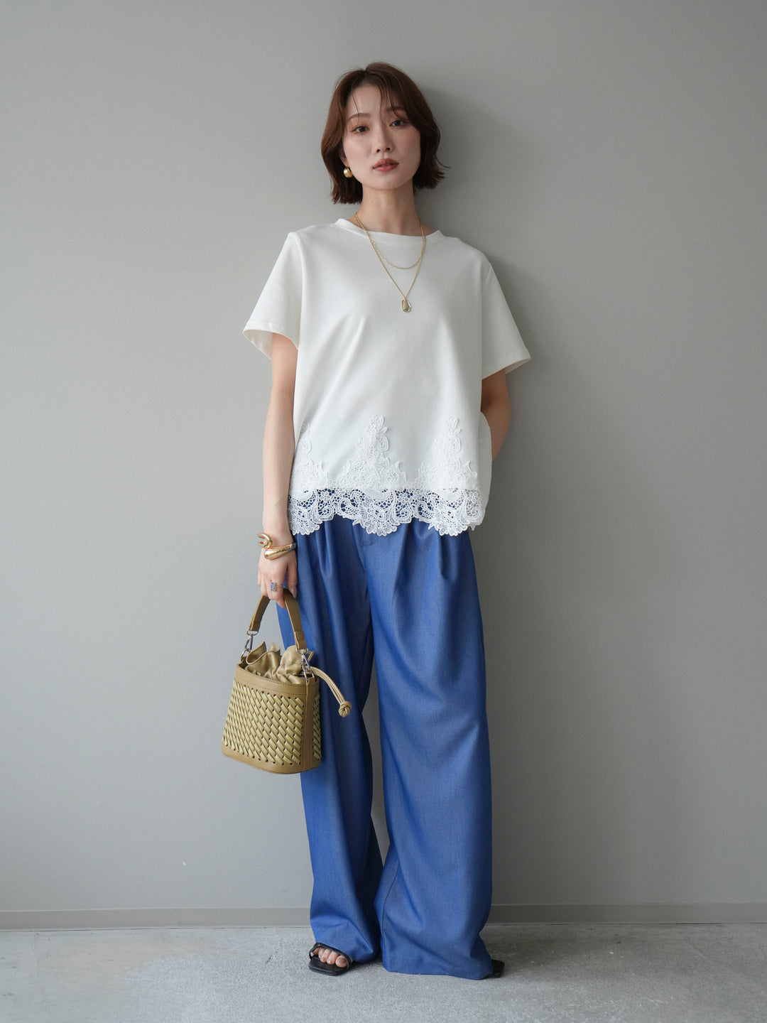 [予約]イージードレープスラックス/blue