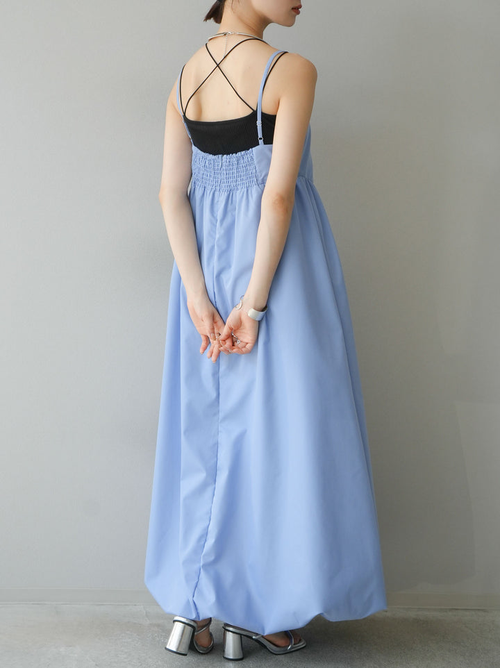 [預訂] 寬大氣球吊帶連身裙/藍色