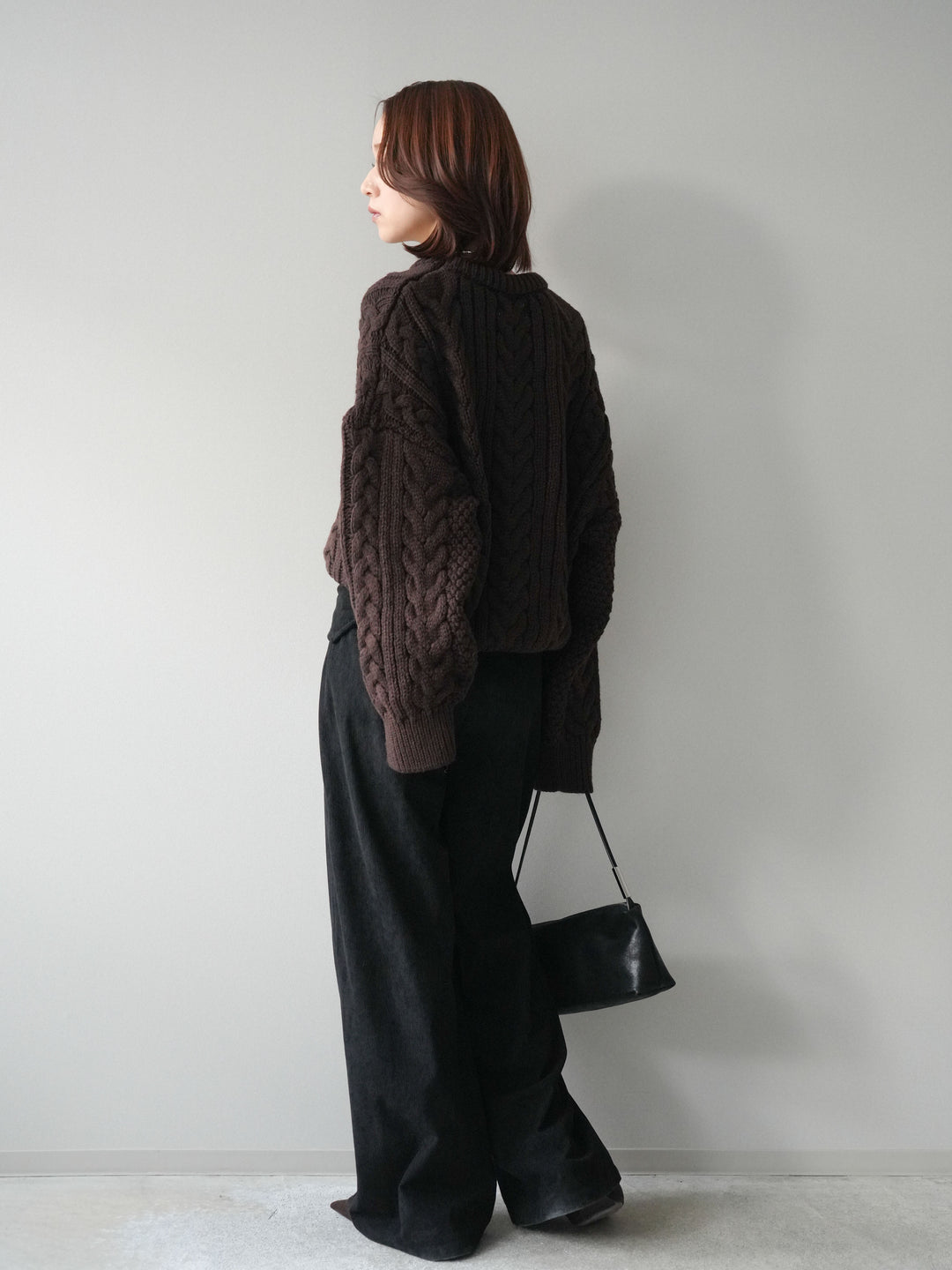 [予約]コーデュロイ巻きベルト付きパンツ/black