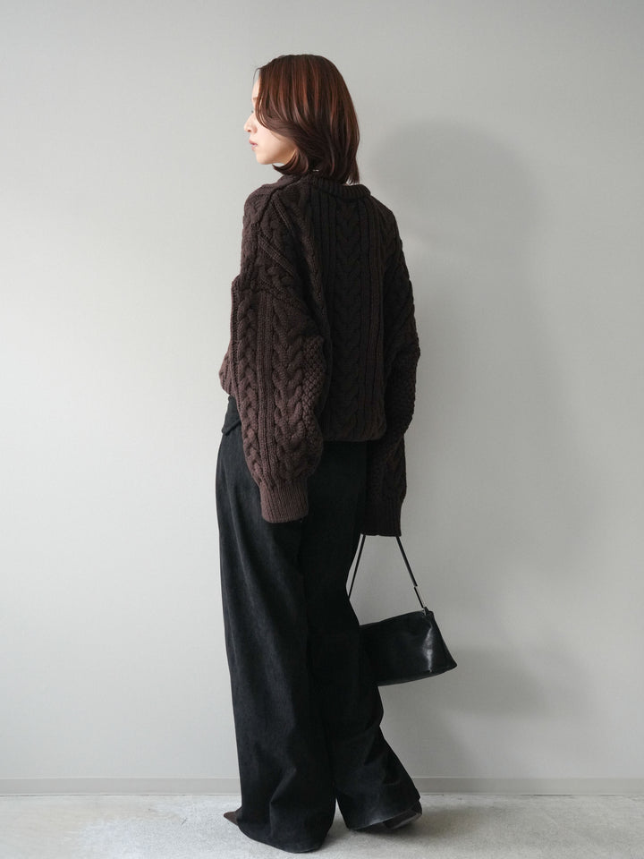 [予約]コーデュロイ巻きベルト付きパンツ/black